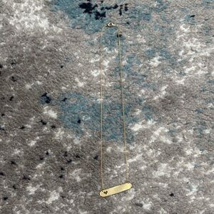 Gold Bar Necklace with Heart Accent